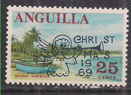 Anguilla 1969 QE2 25ct Christmas Island Harbour Ovpt MM SG 65 ( B422 ) - St.Christopher-Nevis-Anguilla (...-1980)