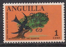 Anguilla 1969 QE2 1ct Christmas Mahogany Tree Ovpt MM SG 63 ( B123 ) - St.Christopher, Nevis En Anguilla (...-1980)