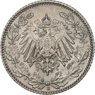 GERMANY - EMPIRE, 1/2 Mark, 1918, Muldenhütten, TTB, Argent, KM:17 - 1/2 Mark