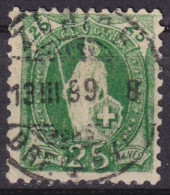Stehende Helvetia 67D, 25 Rp.grün  ZÜRICH       1899 - Gebraucht