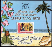 Turks & Caicos Islands 1978 Christmas. Paintings By D Rer Souvenir Sheet Unmounted Mint. - Turks & Caicos