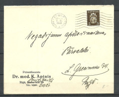 LETTLAND Latvia O 5.02.1940 O Riga Domestic Cover Michel 284 As Single NB! Flap Missing/Klappe Fehlt - Lettonie