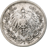 Empire Allemand, 1/2 Mark, 1905, Stuttgart, Argent, TTB - 1/2 Mark