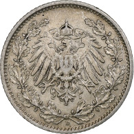 Monnaie, GERMANY - EMPIRE, 1/2 Mark, 1905, Munich, TB+, Argent, KM:17 - 1/2 Mark