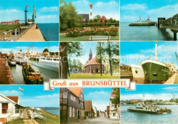 73768817 Brunsbuettel Hafen Hochseedampfer Frachtkahn Leuchtturm Kirche Gaststae - Brunsbüttel