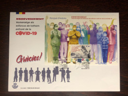 ANDORRA FDC COVER 2021 YEAR COVID HEALTH MEDICINE STAMPS - Brieven En Documenten