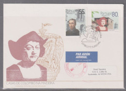 Portugal Madeira 1988 Christopher Columbus First Day Cover To Arizona - Covers & Documents