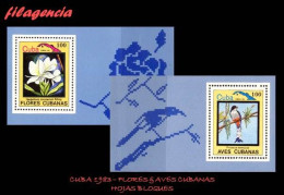 CUBA MINT. 1983-23 FLORES & AVES CUBANAS. HOJAS BLOQUES - Unused Stamps