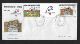 COTE D'IVOIRE 1989 FDC SEKOU WATARA ET REVOLUTION FRANCAISE YVERT N°832A - Révolution Française