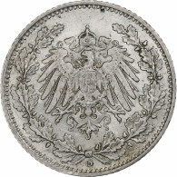 Monnaie, GERMANY - EMPIRE, 1/2 Mark, 1906, Munich, TB+, Argent, KM:17 - 1/2 Mark