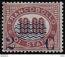 1878 Italia VE II 2C. Su 10 Lire Scuro Servizio MNH Sassone N. 36 - Other & Unclassified