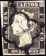 ESPAGNE / ESPANA / SPAIN 1850 Ed.1A 6c Negro (T.II, Pos.33) Inutilizado Con Araña Negra - Gebraucht