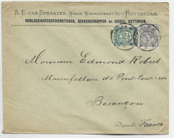 NEDERLAND  10CT+2 1/2C LETTRE COVER  HORLOGE MAKERS  ROTTERDAM 1903 TO FRANCE - Covers & Documents