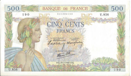 FRANCE - 500 Francs La Paix 25-7-1940 (U.856) - 500 F 1940-1944 ''La Paix''