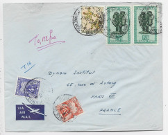 CONGO BELGE 2FR40X2+2FR LETTRE COVER AVION MILITAIRE BASIS BASE MILITAIRE 1955 TO FRANCE TAXE 4FR+10FR + T 0.122OR - Covers & Documents