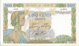 FRANCE - 500 Francs La Paix 1-10-1942 (0.6972) - 500 F 1940-1944 ''La Paix''