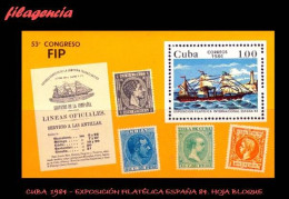 CUBA MINT. 1984-13 EXPOSICIÓN FILATÉLICA ESPAÑA 84. VELEROS. HOJA BLOQUE - Unused Stamps