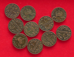 COLLECTION LOT GERMANY EAST AFRICA 1 HELLER 10PC 40G #xx40 1027 - Afrique Orientale Allemande