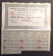 ACTION DE 500 FRANCS - CHEMIN DE FER  - SOCIETE DE PUBLICITE ET EFFICHAGE - Trasporti