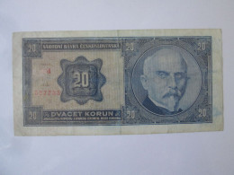 Czechoslovakia 20 Korun 1926 Banknote Bad Grade See Pictures - Tschechoslowakei