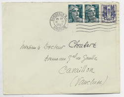 CHAINE 50C 2FR GANDON X2 LETTRE MEC  BORDEAUX II.II.1947  AU TARIF DU 2.1.1947 - 1941-66 Coat Of Arms And Heraldry