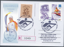 COV 64 - 468 ROWING Olympic Games China, Romania ( Stamps With Vignette ) - Cover - Used - 2008 - Canottaggio