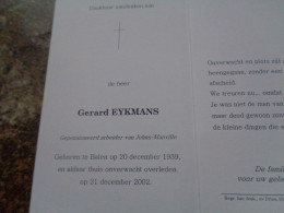 Doodsprentje/Bidprentje   Gerard EYKMANS   Balen 1939-2002 - Religion & Esotérisme
