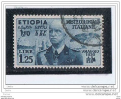 ETIOPIA:  1936  VITTORIO  EMAN. III° -  £. 1,25  GRIGIO  AZZURRO  US. -  SASS. 7 - Etiopía