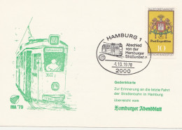 Motive  Verkehr & Transport  Strassenbahnen Sonderkarte 1978 Abschied Von Der Hamburger Straßenbahn - Tramways