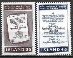 Islande 1976 N° 469/470 Neufs ** MNH Service Postal - Unused Stamps