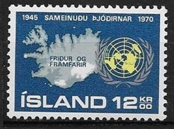 Islande 1970 N° 402  Neuf ** MNH 25 Ans De L'ONU - Ungebraucht