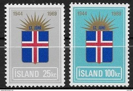 Islande 1969 N° 385/386  Neufs ** MNH 25 Ans De La République - Nuevos