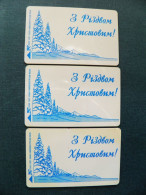 3 Different Cards Phonecard Chip New Year Christmas Noel K340 12/97 50,000ex. 840 Units Prefix Nr.EZh BV GD UKRAINE - Ucraina