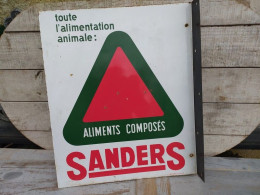 Ancien Plaque Enseigne Émaillée Publicitaire Aliments Composés Sanders Agricole - Plaques émaillées (après 1960)