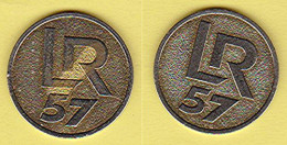 Jeton De Caddie  " LR 57 " [le Recto Comporte Une Diagonale Dorée] (recto-verso) [F]_j381 - Moneda Carro