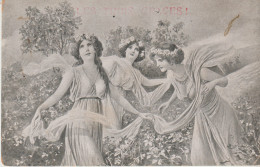 Type "Viennoise" LES TROIS GRACES (Danse Des Foulards) Illust. Friedrich SCHLEGEL+Pub Teinturerie Guibert-Cadeau ANGERS - Autres & Non Classés