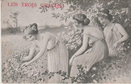 Type "Viennoise" LES TROIS GRACES (1 Cueillant Roses) Illust. Friedrich SCHLEGEL+Pub Teinturerie Guibert-Cadeau ANGERS - Autres & Non Classés