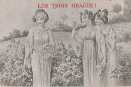 Type "Viennoise" LES TROIS GRACES (debout+ Bouquet) Illust. Friedrich SCHLEGEL+Pub Teinturerie Guibert-Cadeau ANGERS - Autres & Non Classés