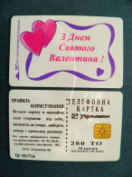 Phonecard Chip St.Valentine Day Love Hearts K321 01/98 50,000ex. 280 Units Prefix Nr. EZh (in Cyrillic) UKRAINE - Ukraine