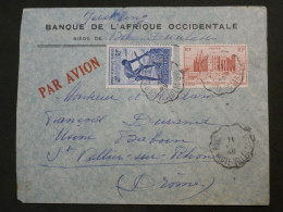 DI 17 AOF  BELLE LETTRE  BANQUE 1949 PAR AVION A   ST VALLIER FRANCE +++AFF. INTERESSANT+++ - Cartas & Documentos