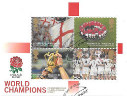 GB - 2003  World Rugby Champions  MINISHEET  FDC Or  USED  "ON PIECE" - SEE NOTES  And Scans - Gebraucht
