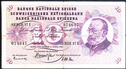 SUISSE/SWITZERLAND * 10 Francs * G. Keller * 02/04/1964* Etat/Grade TB/F - Switzerland
