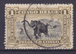 Belgian Congo 1915 Mi. 31, 1 Fr. Elefantenjagd (o) - Usati