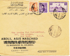Egypt Cover Sent To USA 29-1-1946 (tears At The Top Of The Cover) - Brieven En Documenten