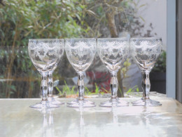 -8 VERRES CRISTAL Gravé SAINT LOUIS BARTHOLDI XIXe Table Vitrine Collection  E - Vetro & Cristallo