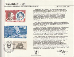 Amerika 1984, Memory Card, Universal Postal Congress Hamburg 1984 (text Is Not Included) - Covers & Documents