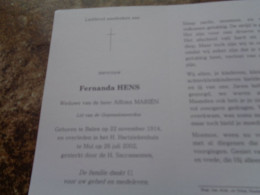 Doodsprentje/Bidprentje   Fernanda HENS   Balen 1914-2002 Mol  (Wwe Alfons MARIËN) - Religion & Esotérisme