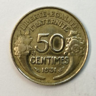 1931 Sans Fruit Sans Raisin - 50 Centimes Morlon Cupro-aluminium - France [KM#894.1] - 50 Centimes