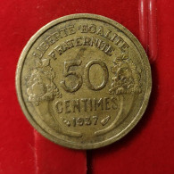 1937 - 50 Centimes Morlon Cupro-aluminium - France [KM#894.1] - 50 Centimes