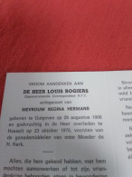 Doodsprentje Louis Rogiers / Guigoven 29/8/1906 Hasselt 23/10/1976 ( Regina Hermans ) - Religion & Esotérisme